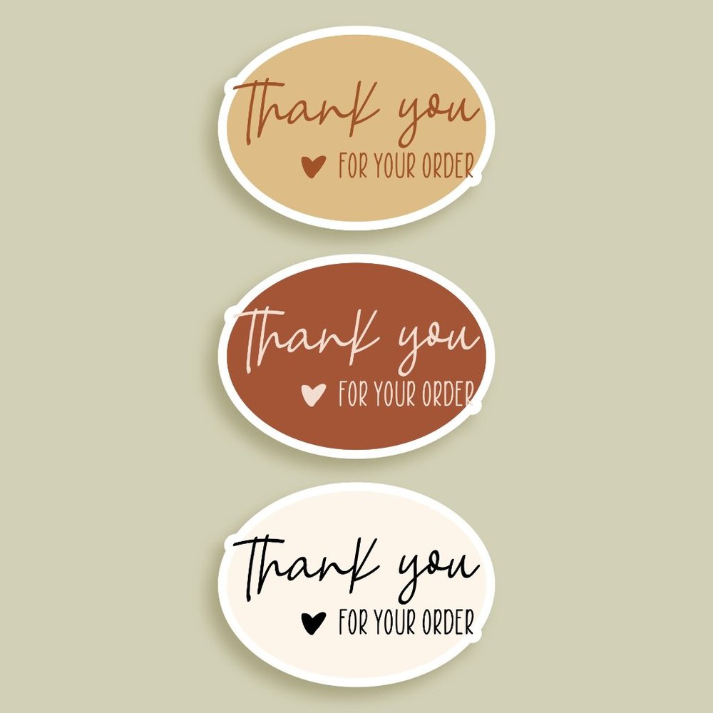 140 Neutral TY For Your Order Stickers GLOSSY
